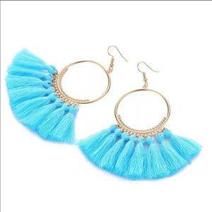 3/$30 BLUE GOLDEN TASSELS EARRINGS